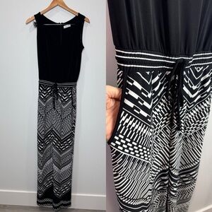 Calvin Klein Cinched Waist Black and White Women’s Romper (P)